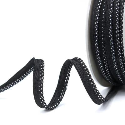 Braided piping cord - black and white