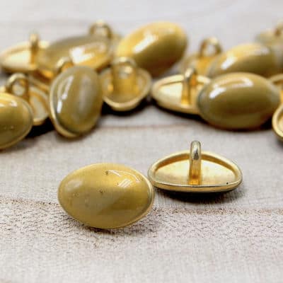Gouden ovale knoop - geëmailleerd mosterdgeel