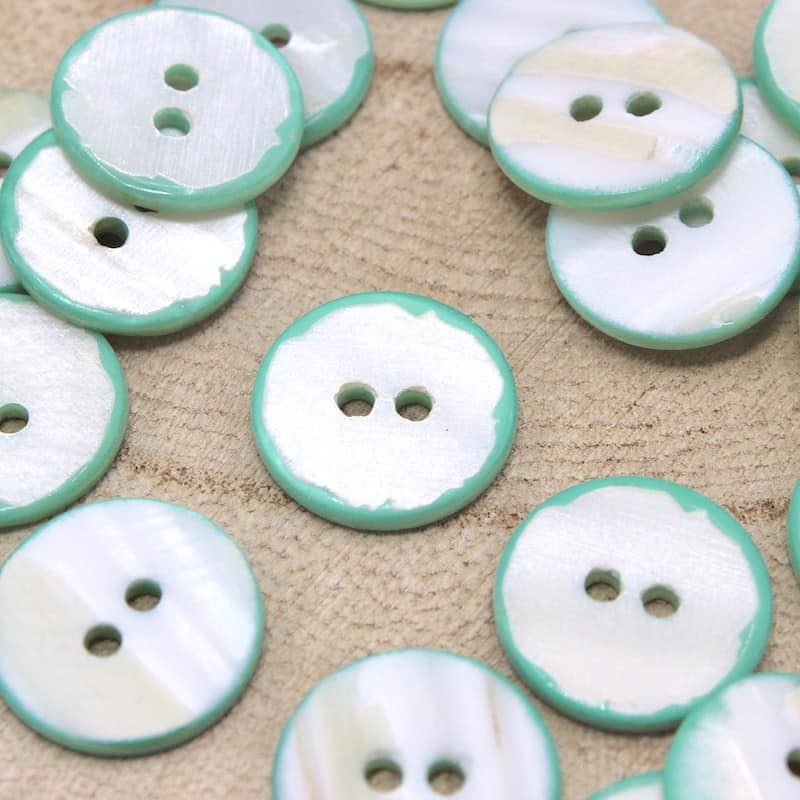 Pearly button  with turquoise edge