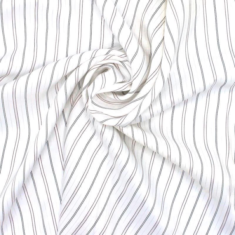 Striped viscose lining fabric - white