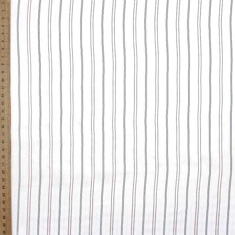 Striped viscose lining fabric - white