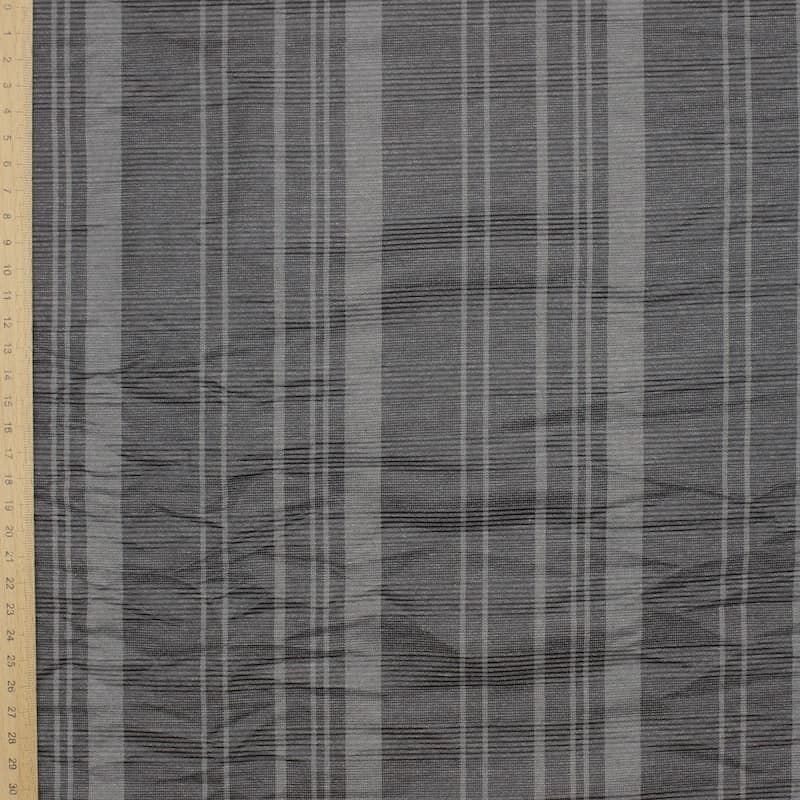 Checkered fabric with shape memory - grey 