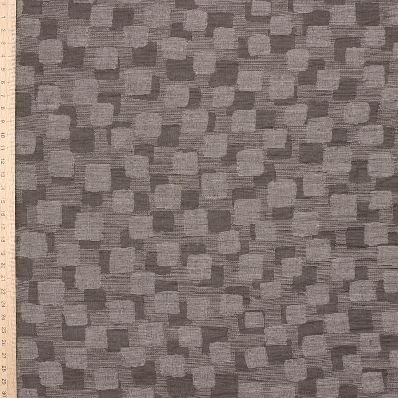 Tissu jacquard géométrique - brun