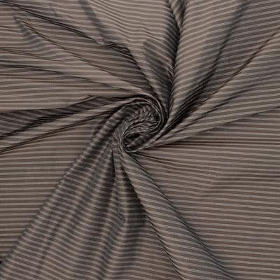 Tissu coton et polyester rayures - brun