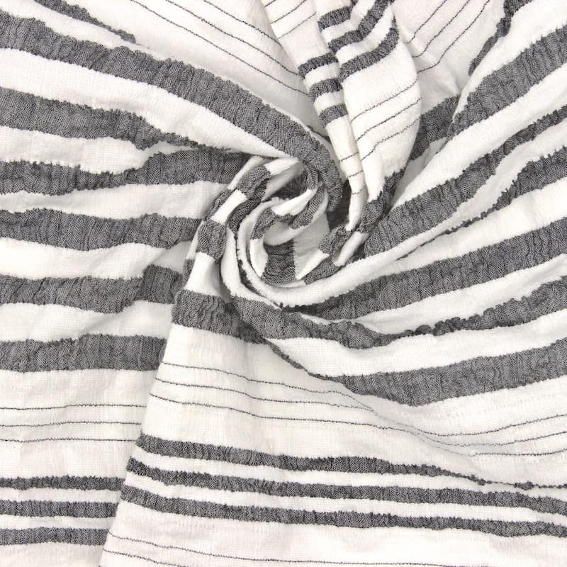 Extensible striped fabric - grey