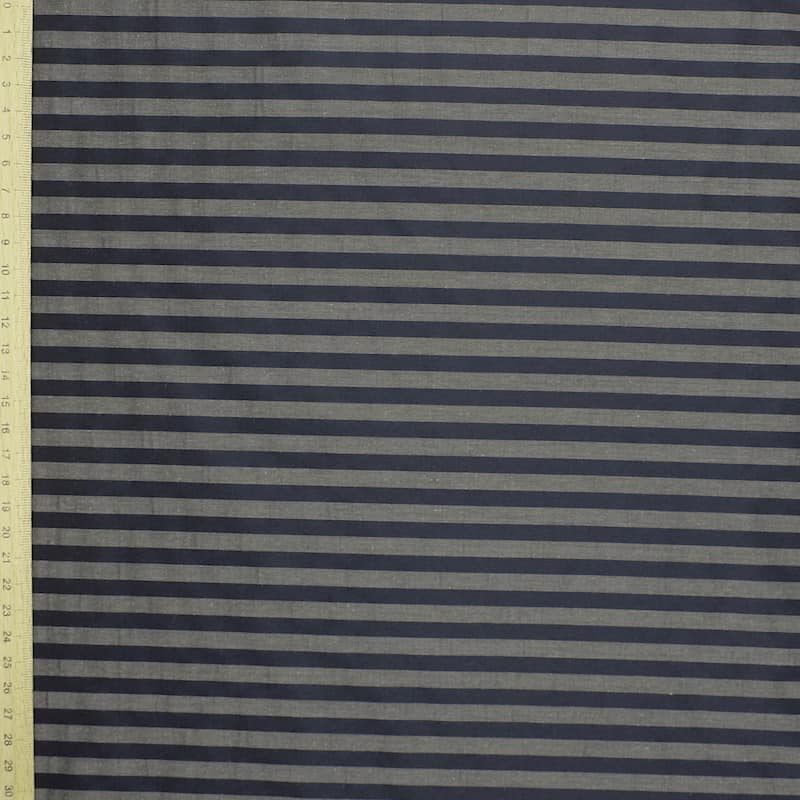 Striped acetate fabric - grey and black