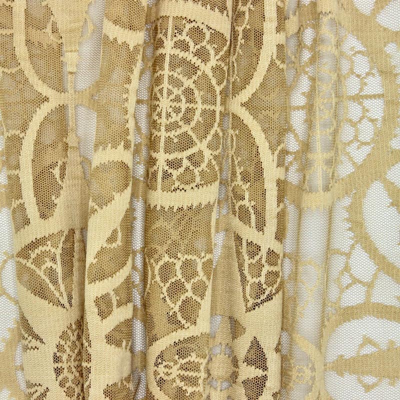 Transparent veil with patterns - gold beige