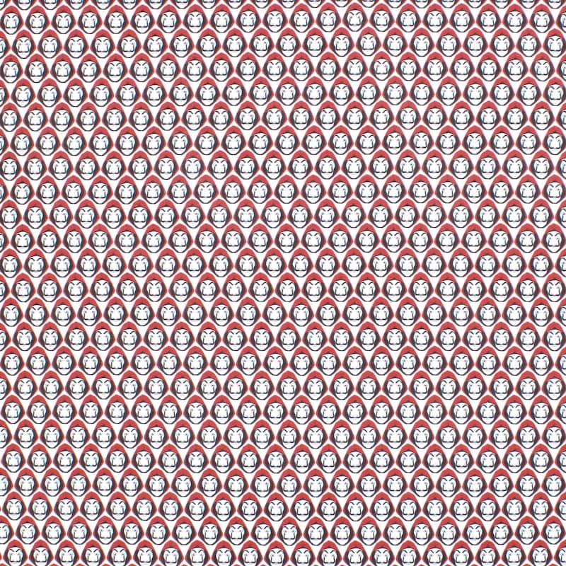 Tissu coton Casa de Papel - blanc/rouge