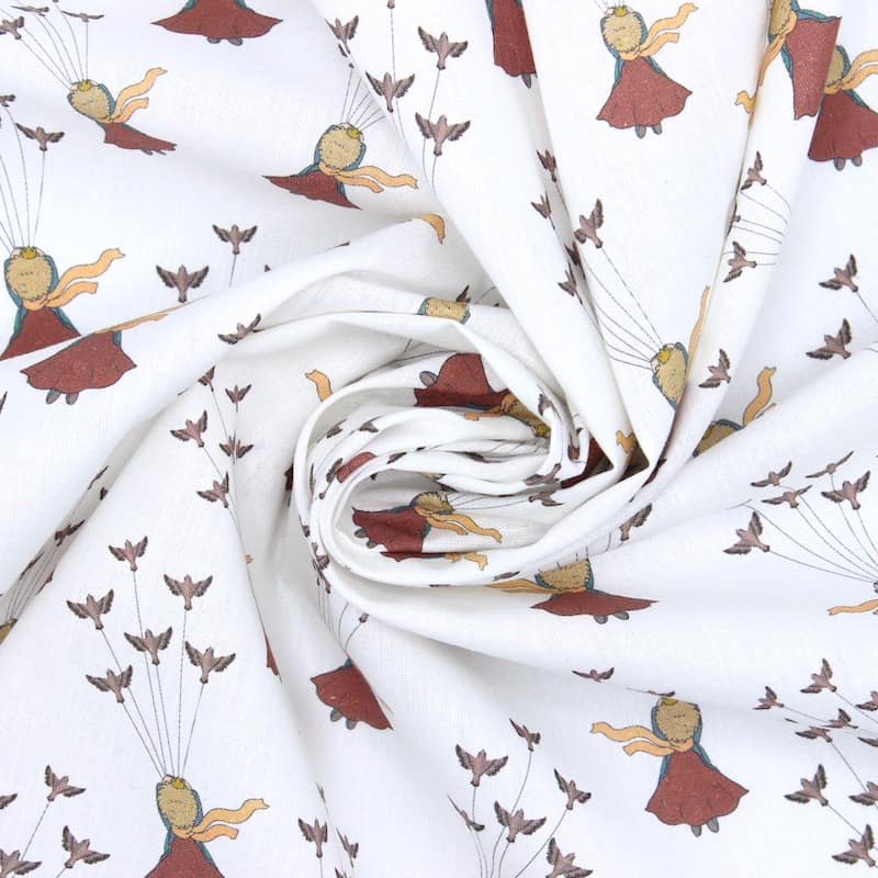 Tissu coton oiseaux Le petit prince - blanc