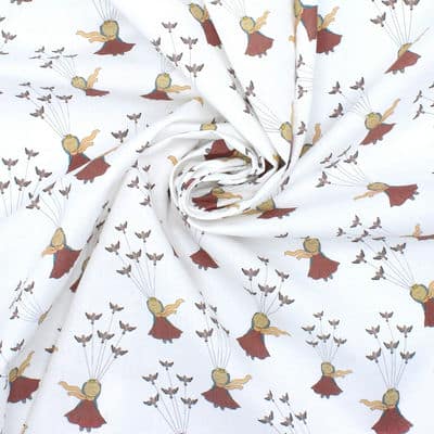 Cotton with birds and little prince - white