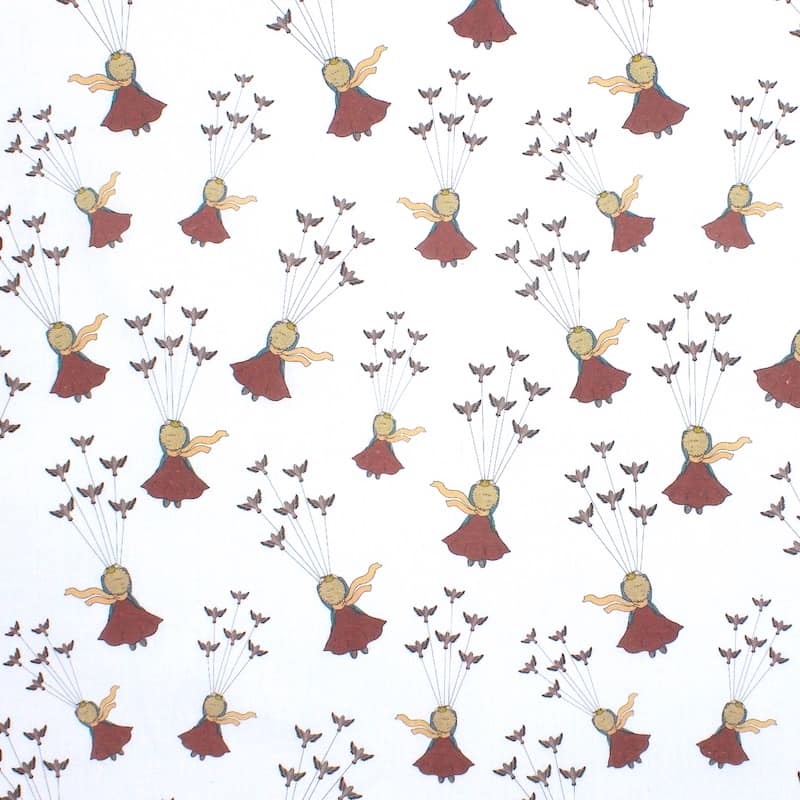 Tissu coton oiseaux Le petit prince - blanc