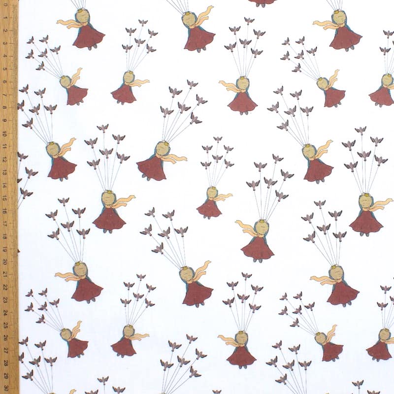 Cotton with birds and little prince - white