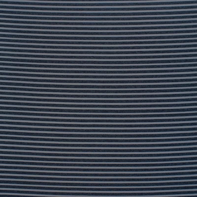 Striped knit fabric - grey/midnight blue 