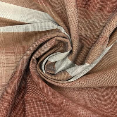 Tissu coton et polyamide carreaux - brun