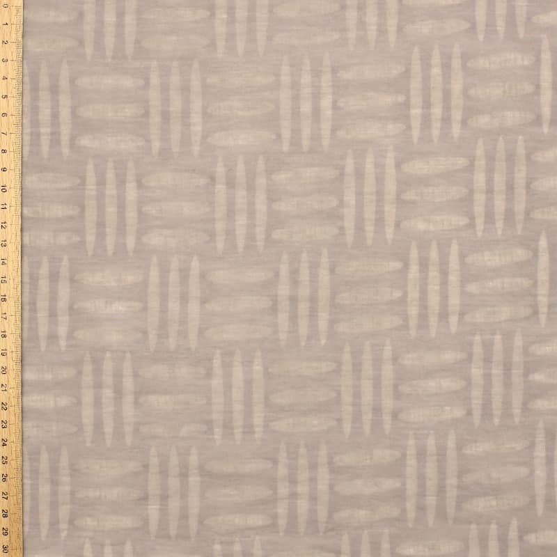 Cotton veil with graphic prints - taupe 