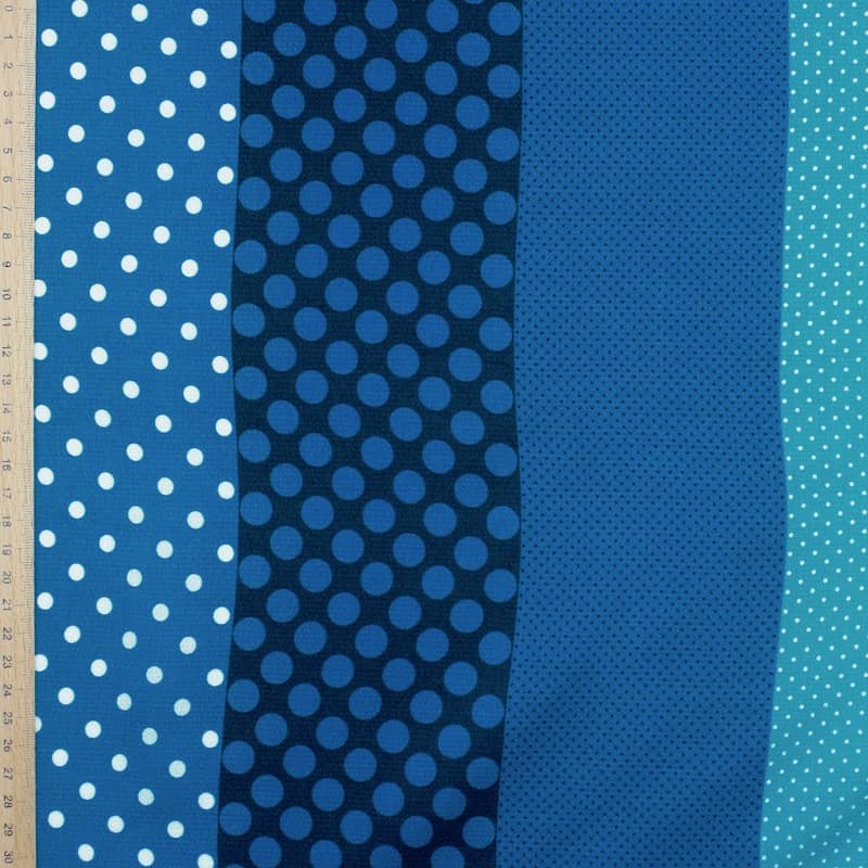 Crêpe fabric with stripes and dots - blue