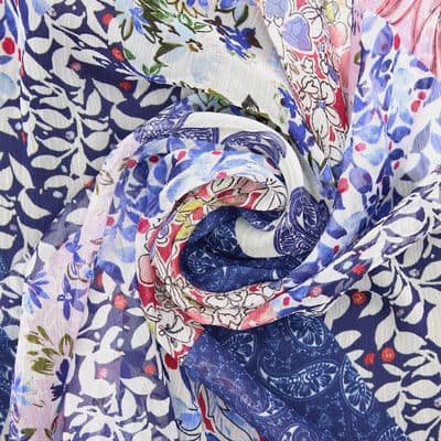 Voile polyester floral - multicolore