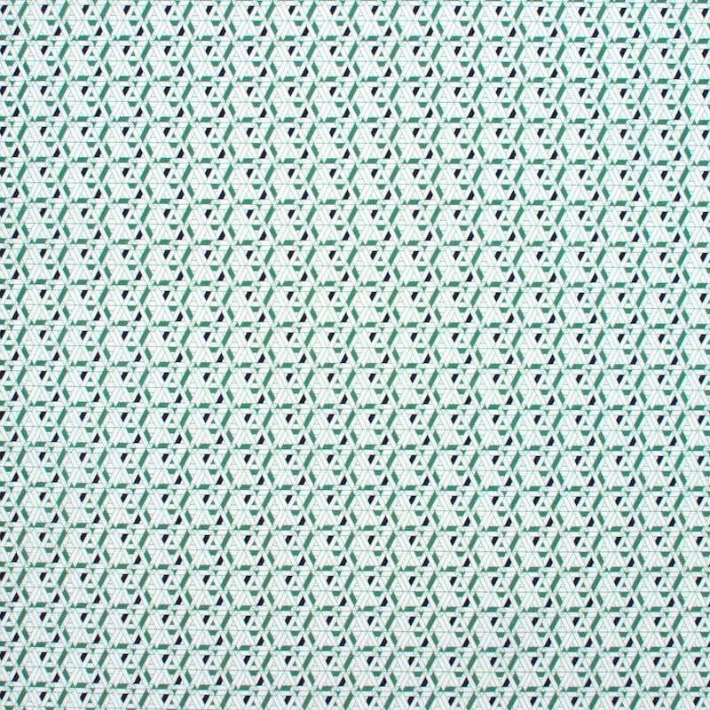 100% cotton with geometric prints - green