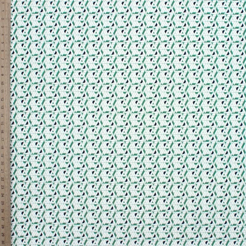 100% cotton with geometric prints - green