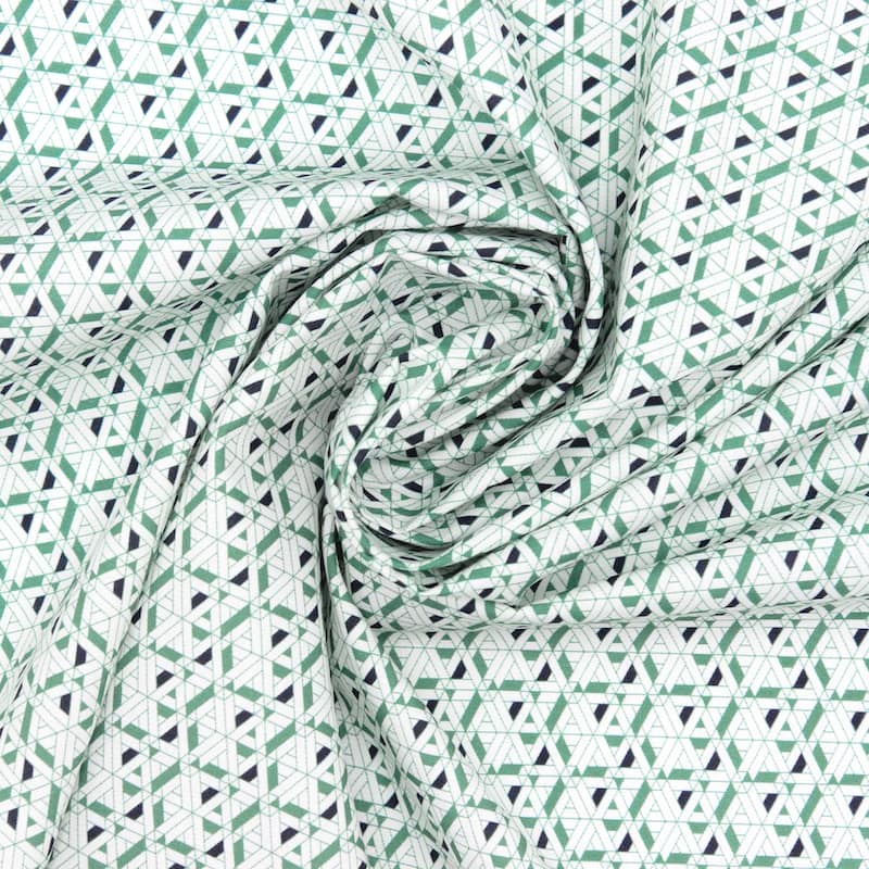 Tissu 100% coton géométrique - vert