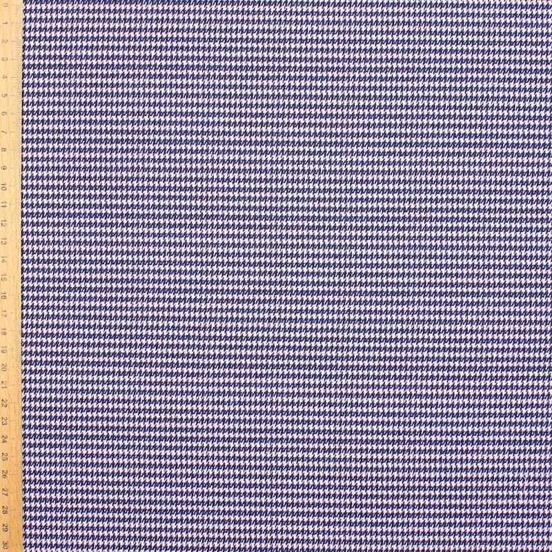 Extensible fabric with houdstooth pattern - blue / pink