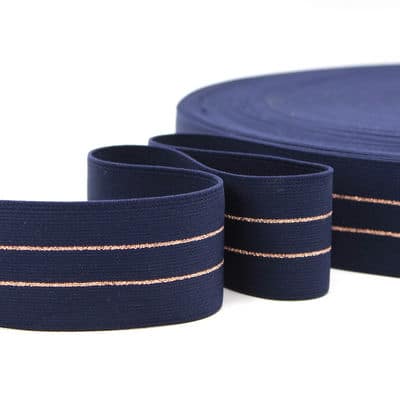 Elastic strap - navy blue and gold