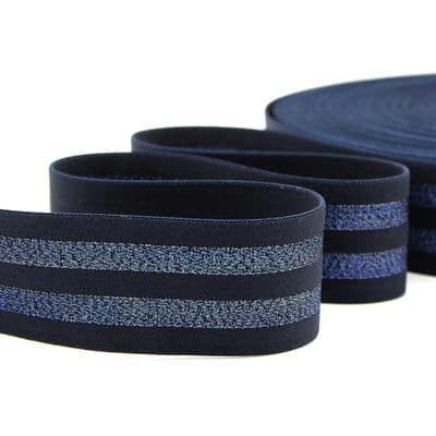 Striped elastic strap with Lurex - blue
