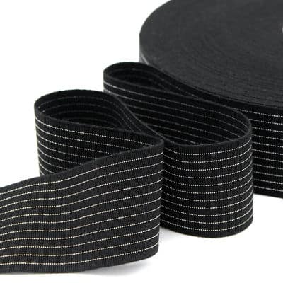 Striped elastic strap - black and silver