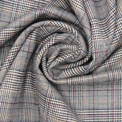 Checkered polyester fabric - black and beige
