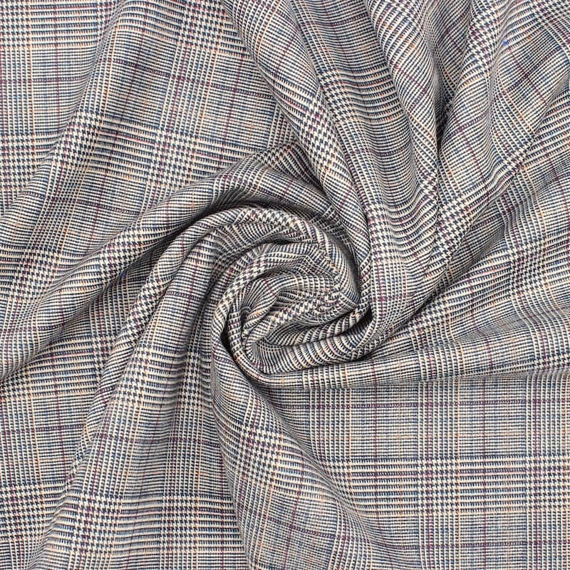 Checkered polyester fabric - black and beige