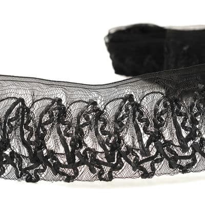 Ribbon with faux horsehair - black
