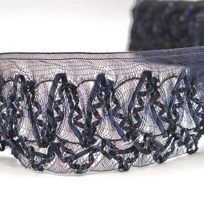 Ribbon with faux horsehair - midnight blue