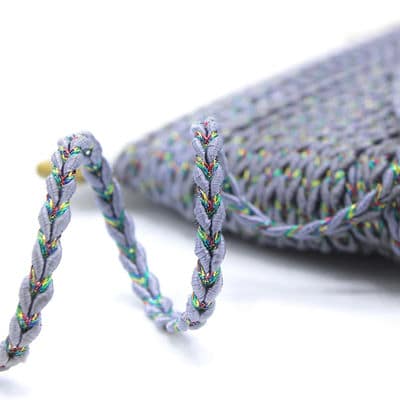Braided cord - grey and lurex