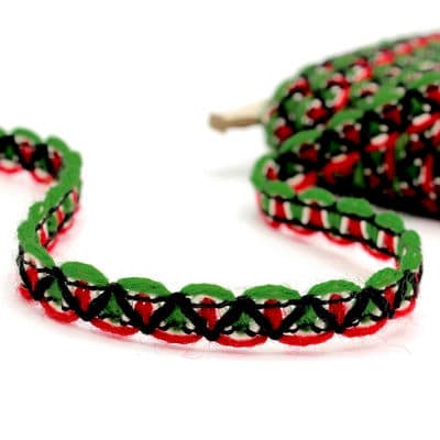 Braid trim with waves - white, red and green