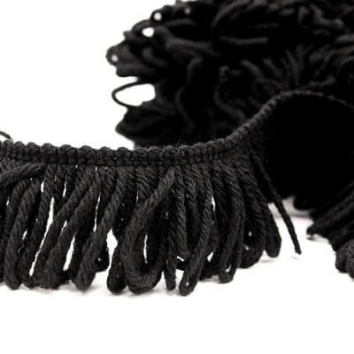 Braid trim with fringes - black