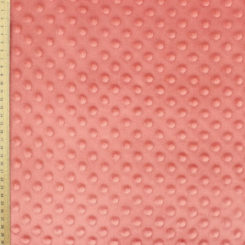 Minky velvet with embossed dots - marsala