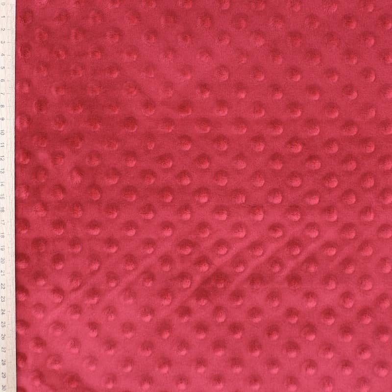 Minky velvet with embossed dots - cardinal red
