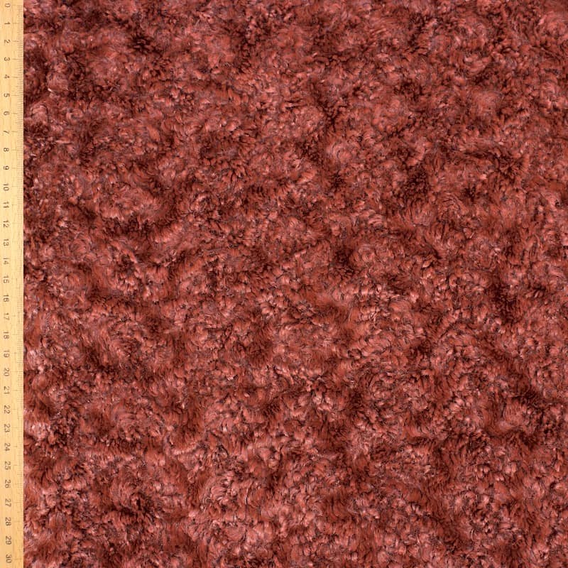 Minky fabric with long fur - rust 