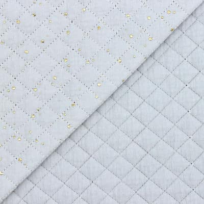 Quilted double gauze with golden dots - pearl grey 