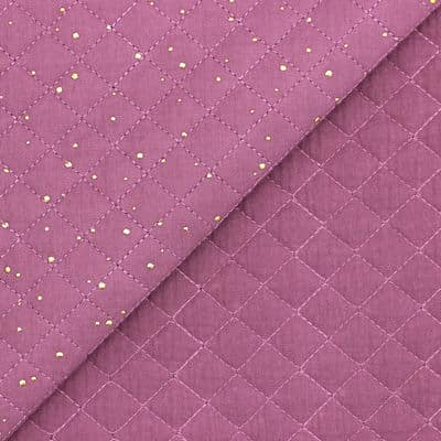 Quilted double gauze with golden dots - purple