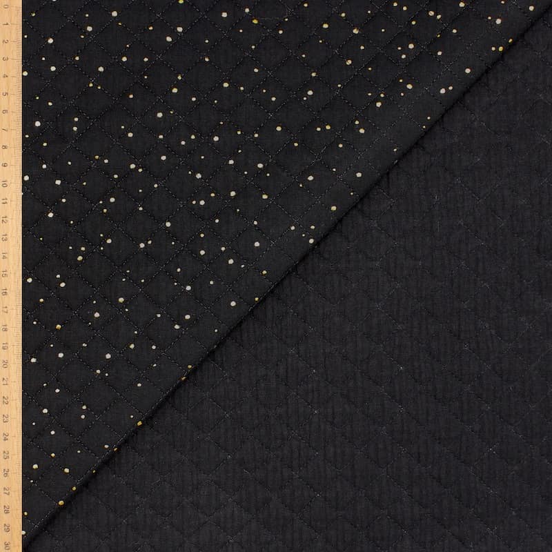 Quilted double gauze with golden dots - black 