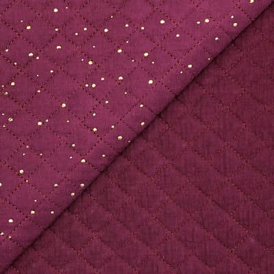 Quilted double gauze with golden dots - purple 