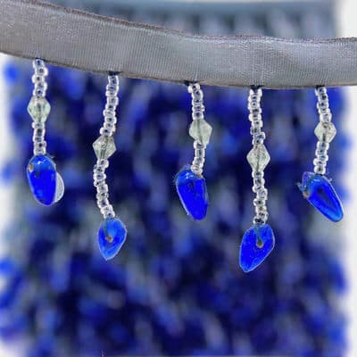 galon perles verre - gris/bleu