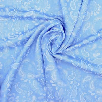Jacquard fabric with cashmere pattern - sky blue
