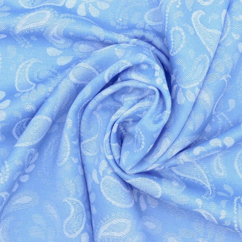 Jacquard fabric with cashmere pattern - sky blue