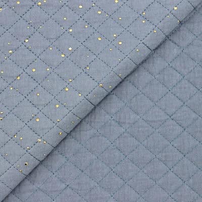 Quilted double gauze with golden dots - grey