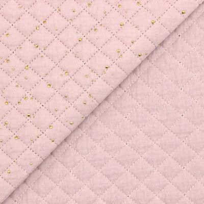 Quilted double gauze with golden dots - pink