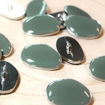 Enamelled button - mineral green