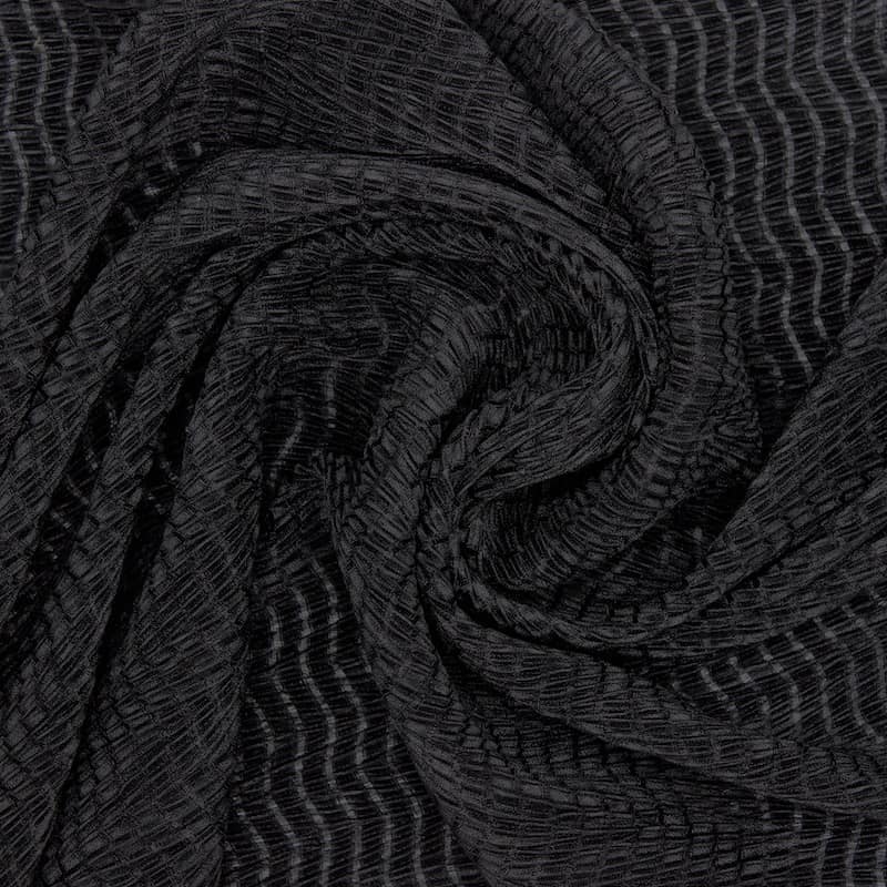 Tissu plissé fantaisie - noir