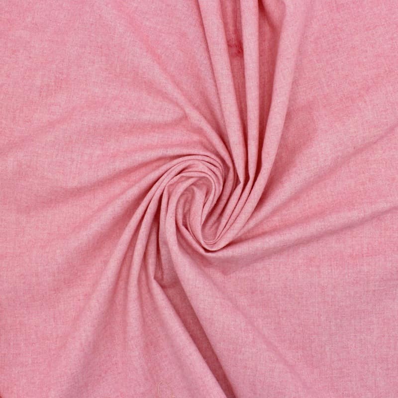 Tissu coton chambray gratté - rose